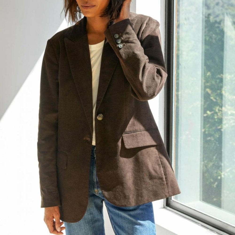 Outerknown Henry Cord Boy Blazer in Java - Picture 3 of 5